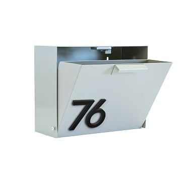 Cubby Wall Mounted Mailbox with Magnetic Wasatch House Numbers, White/Black - Image 1