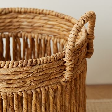 Vertical Lines Baskets, Small Round, Natural - Image 3