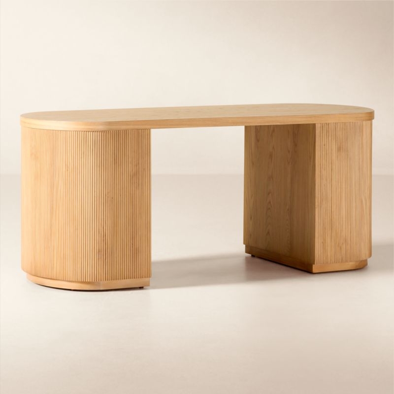Reid 70" Oval Light Oak Storage Desk - Image 2