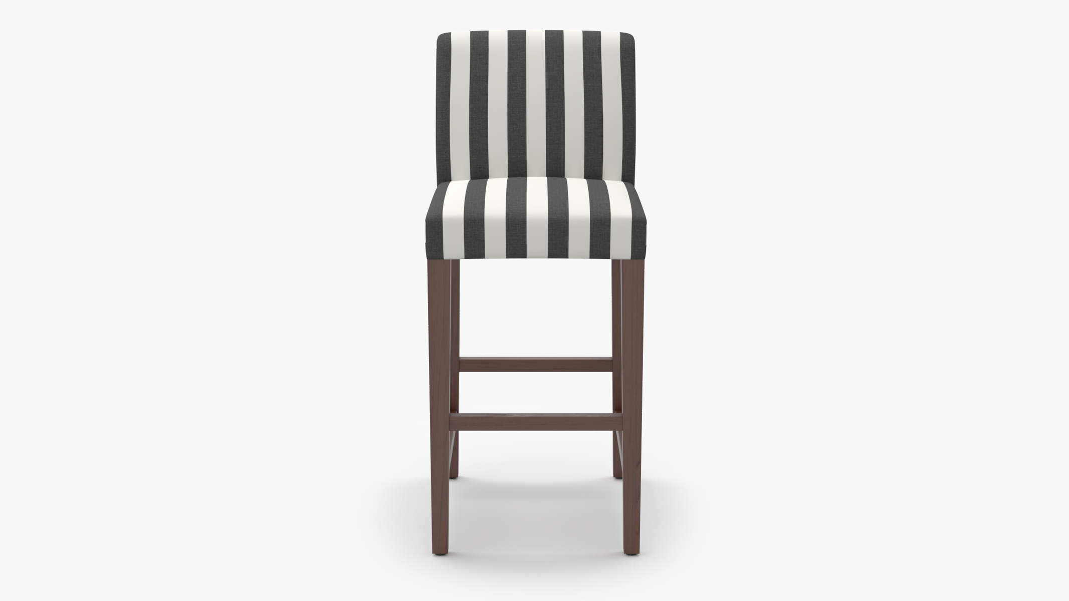 Signature Dining Bar Stool, Ink Cabana Stripe, Walnut Square Tapered Leg - Image 0