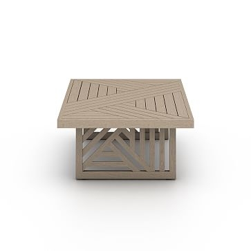 Linear Cutout Outdoor Coffee Table,Teak,Brown - Image 2
