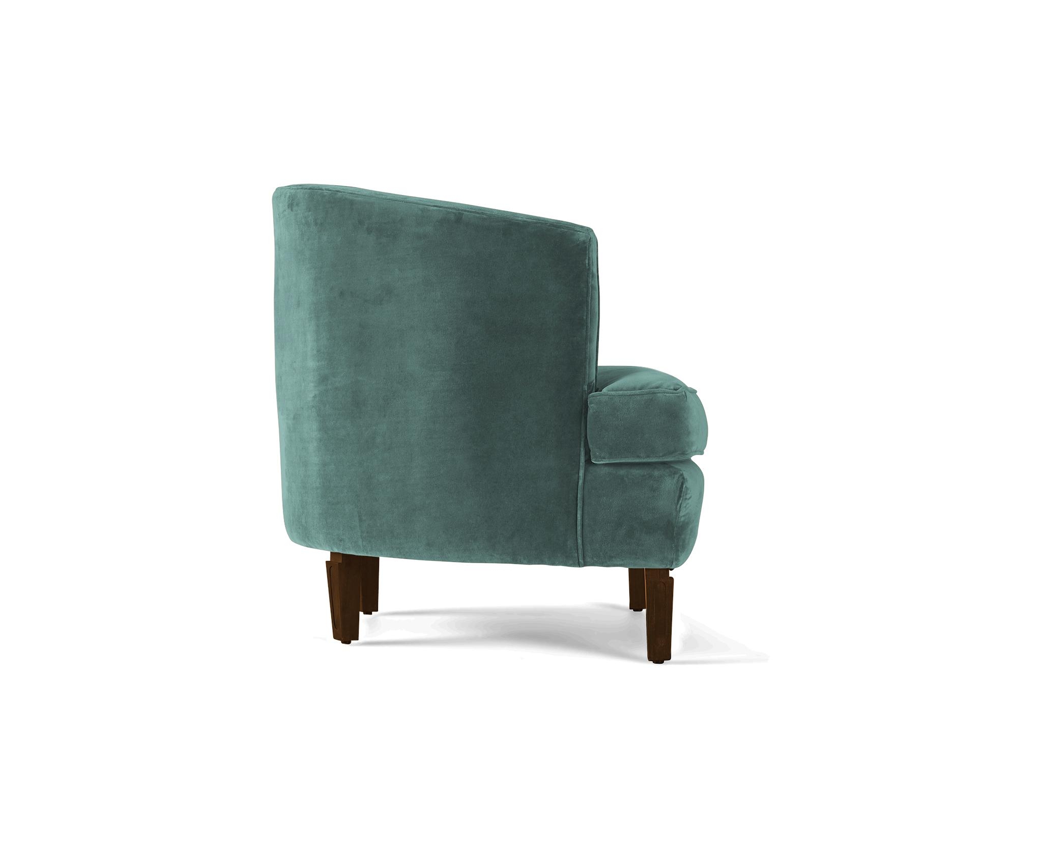 Green Leigh Mid Century Modern Chair - Essence Aqua - Mocha - Image 2