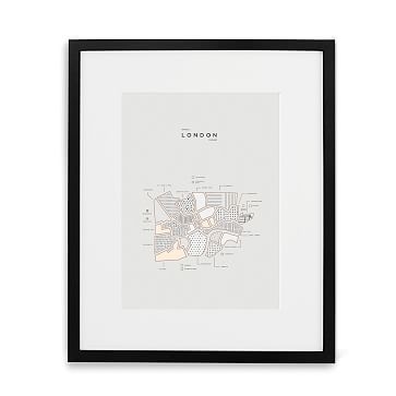 London Letterpressed Map Print, Natural Frame, 16"x20" - Image 1