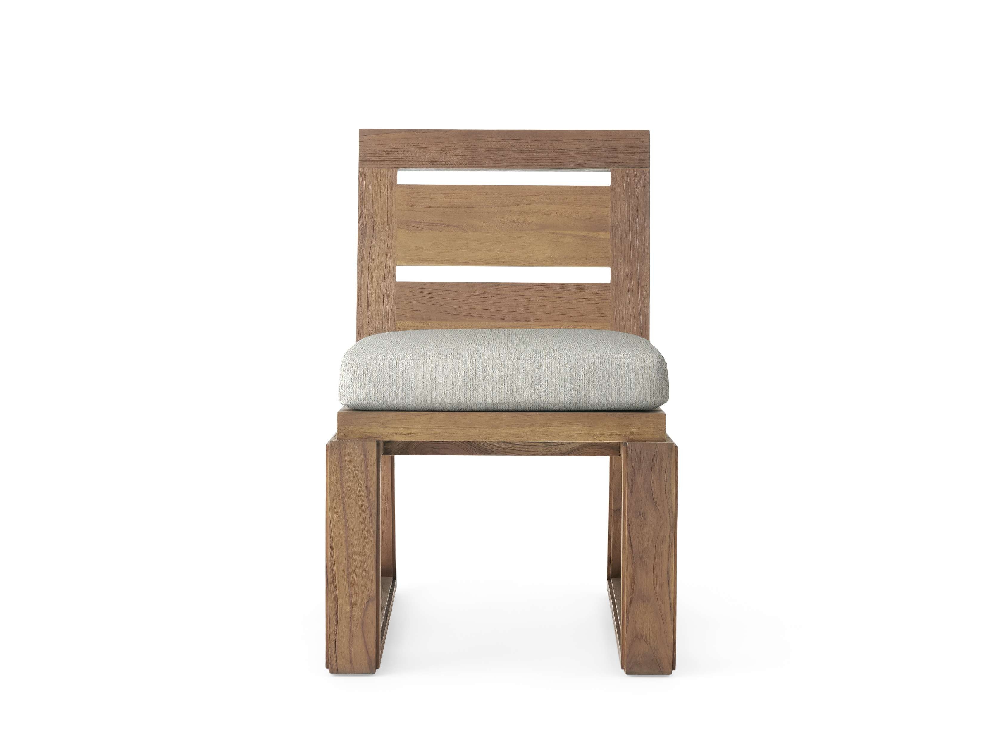 Canyon Outdoor Dining Side Chair Teak in Natural  Twilly Snow/Weathered Fawn - Image 0