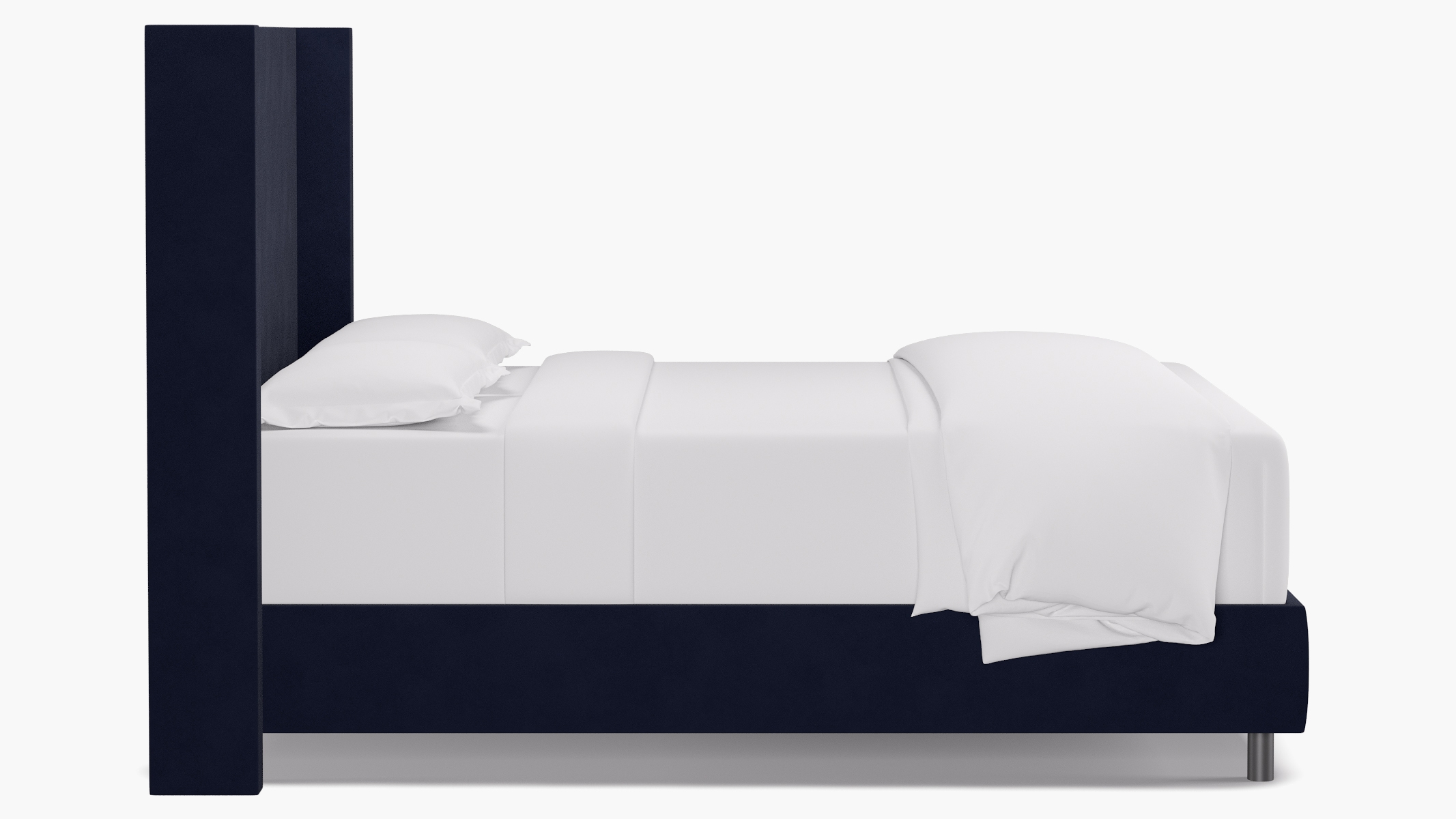 Modern Wingback Bed, Navy Classic Velvet, Queen - Image 2