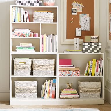 Stack Me Up Triple Mixed Shelf Low Bookcase & Base, Simply White - Image 2