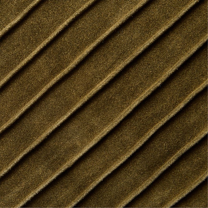 Gathered Olive Green Suede Lumbar Pillow Cover 23"x11" - Image 2