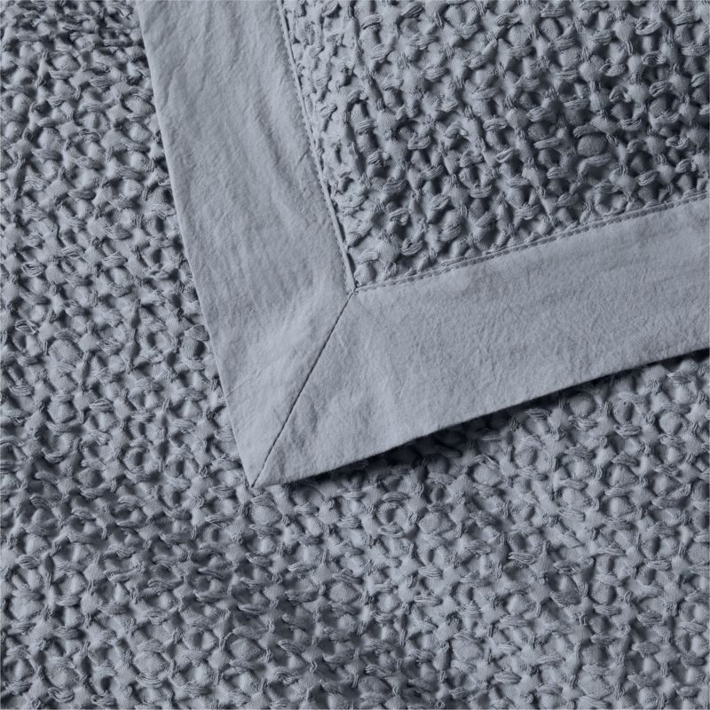 Organic Cotton Waffle Smoke Blue Standard Bed Pillow Sham - Image 2