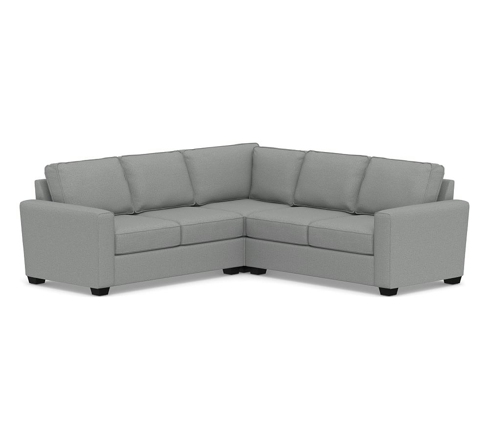 SoMa Fremont Square Arm Upholstered 3-Piece L-Shaped Corner Sectional, Polyester Wrapped Cushions, Performance Brushed Basketweave Chambray - Image 0