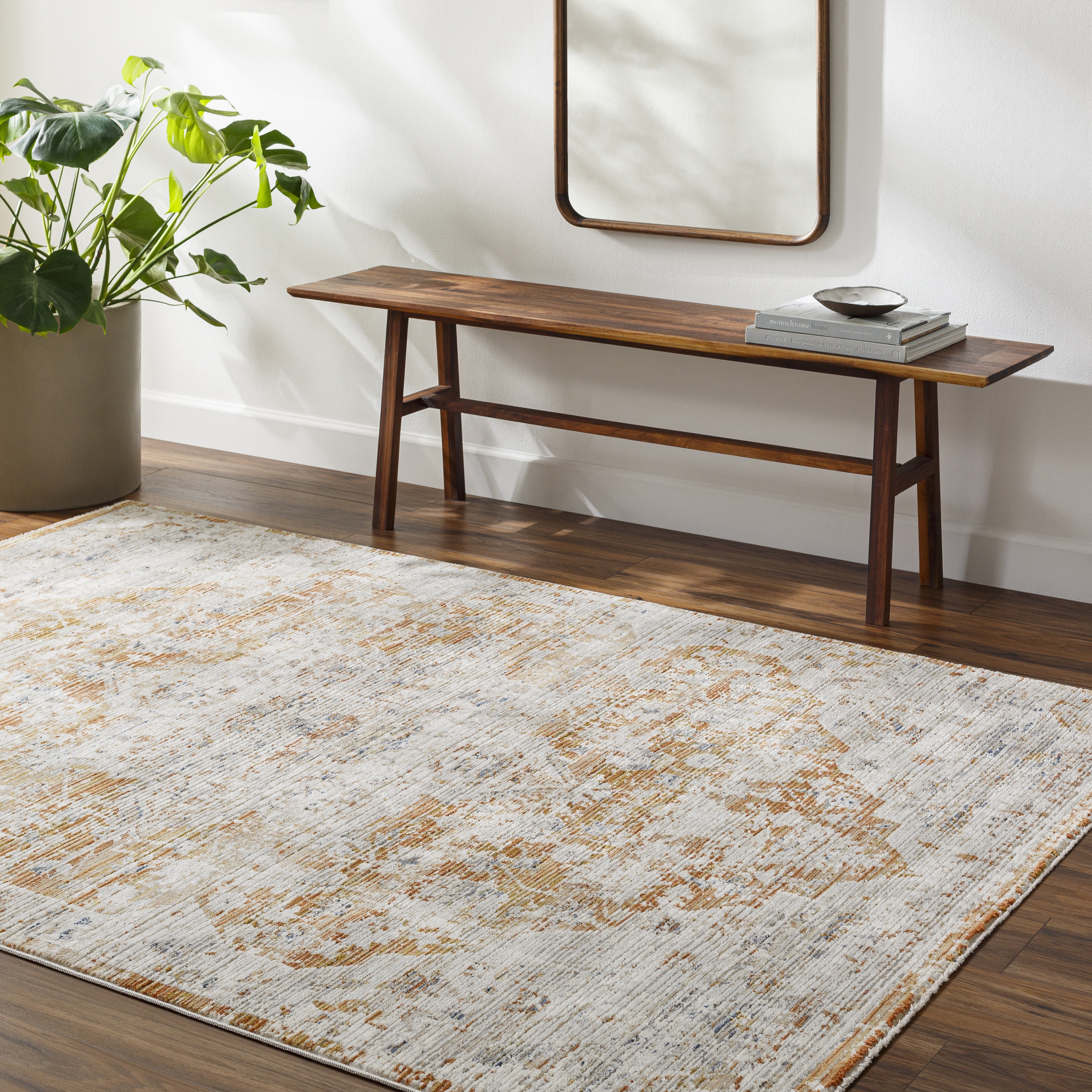 Edmonton Beige Indoor 5'3" x 7' Machine Woven Rug - Image 1