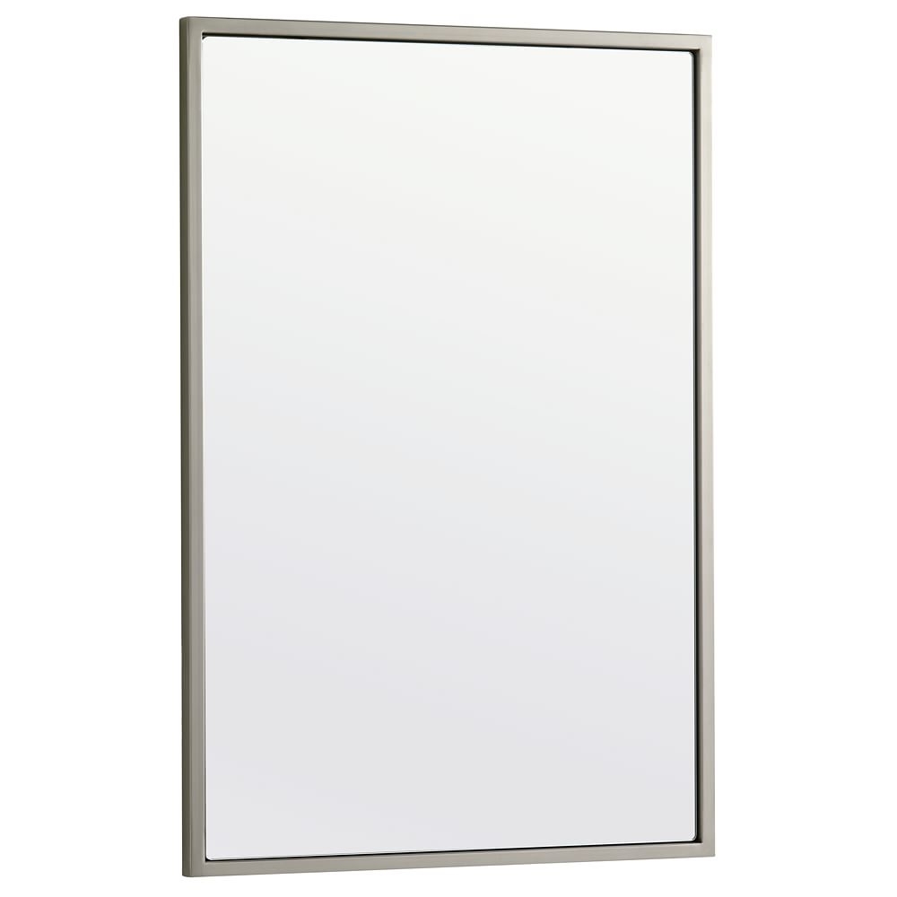 Metal Framed Wall Mirror, Brushed Nickel - Image 0