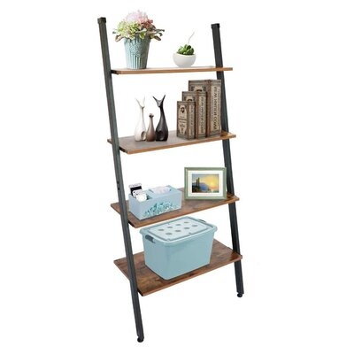 4-tier Vintage Bookcase Free Standing Ladder Organizer Storage Shelf Plant Flower Holder 57.87'' H X 25.59'' L X 13.38'' W - Image 0