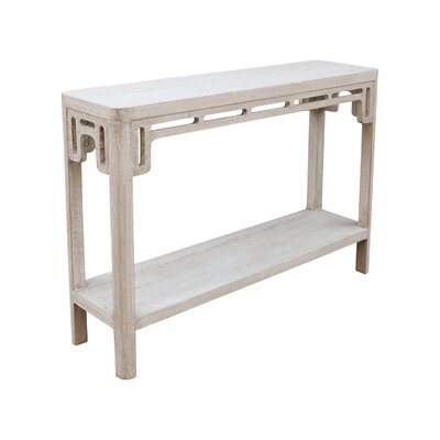 Bungalow Rose 47 In. Wide Weathered Whitewash Finish Reclaimed Wood Peking Ming Arch Console Table Small - Image 0