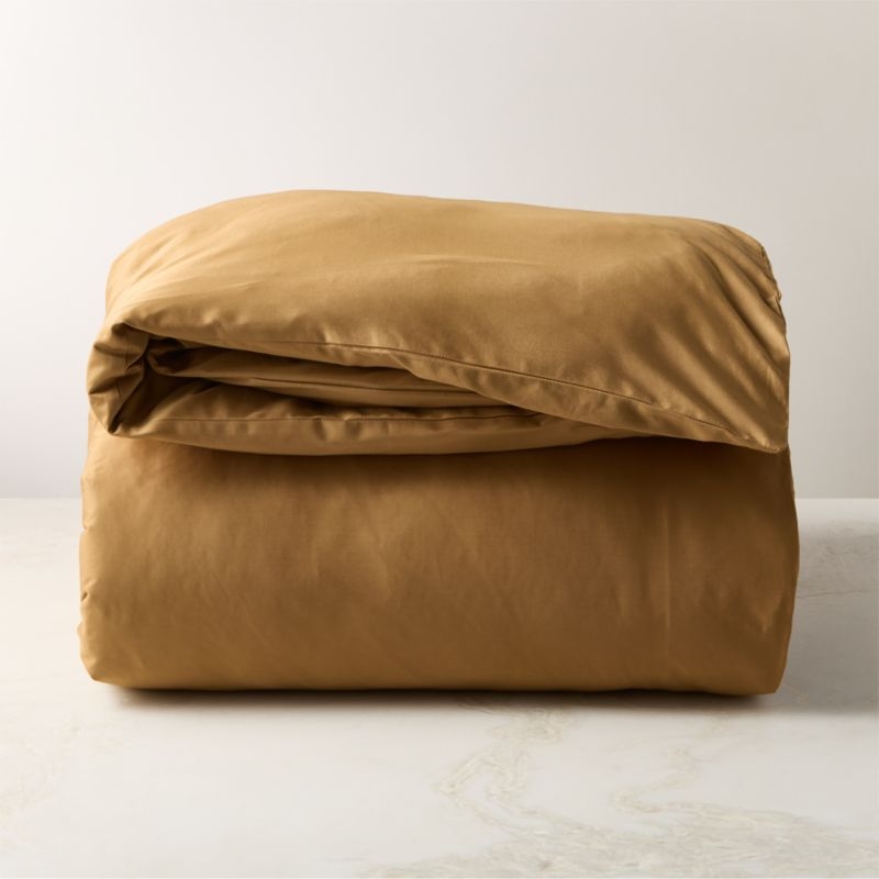 Classic Organic Cotton Sateen 520 Thread Count Smoked Amber Full/Queen Duvet Cover - Image 2