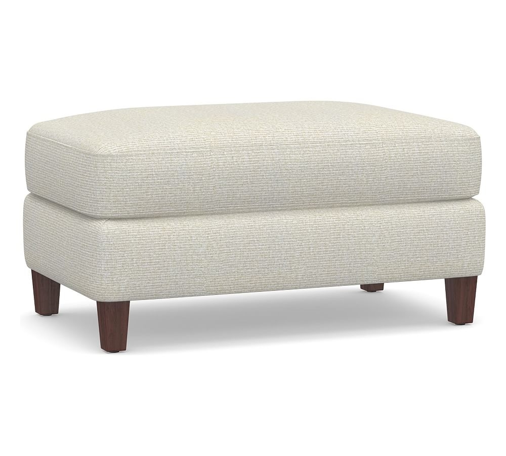 SoMa Ember Upholstered Ottoman, Polyester Wrapped Cushions, Performance Heathered Basketweave Dove - Image 0