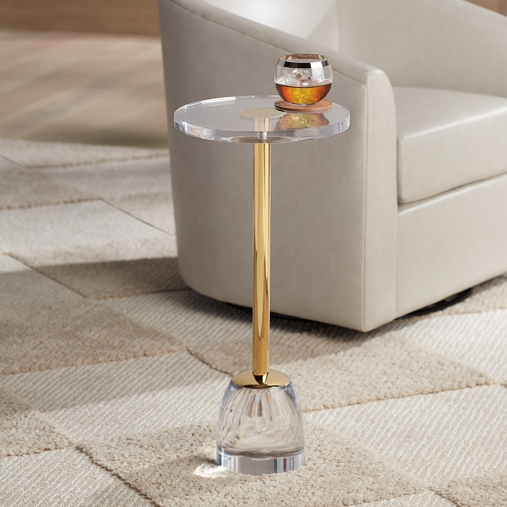 Caldwell 11 3/4" Wide High Shining Gold Round Side Table - Image 0