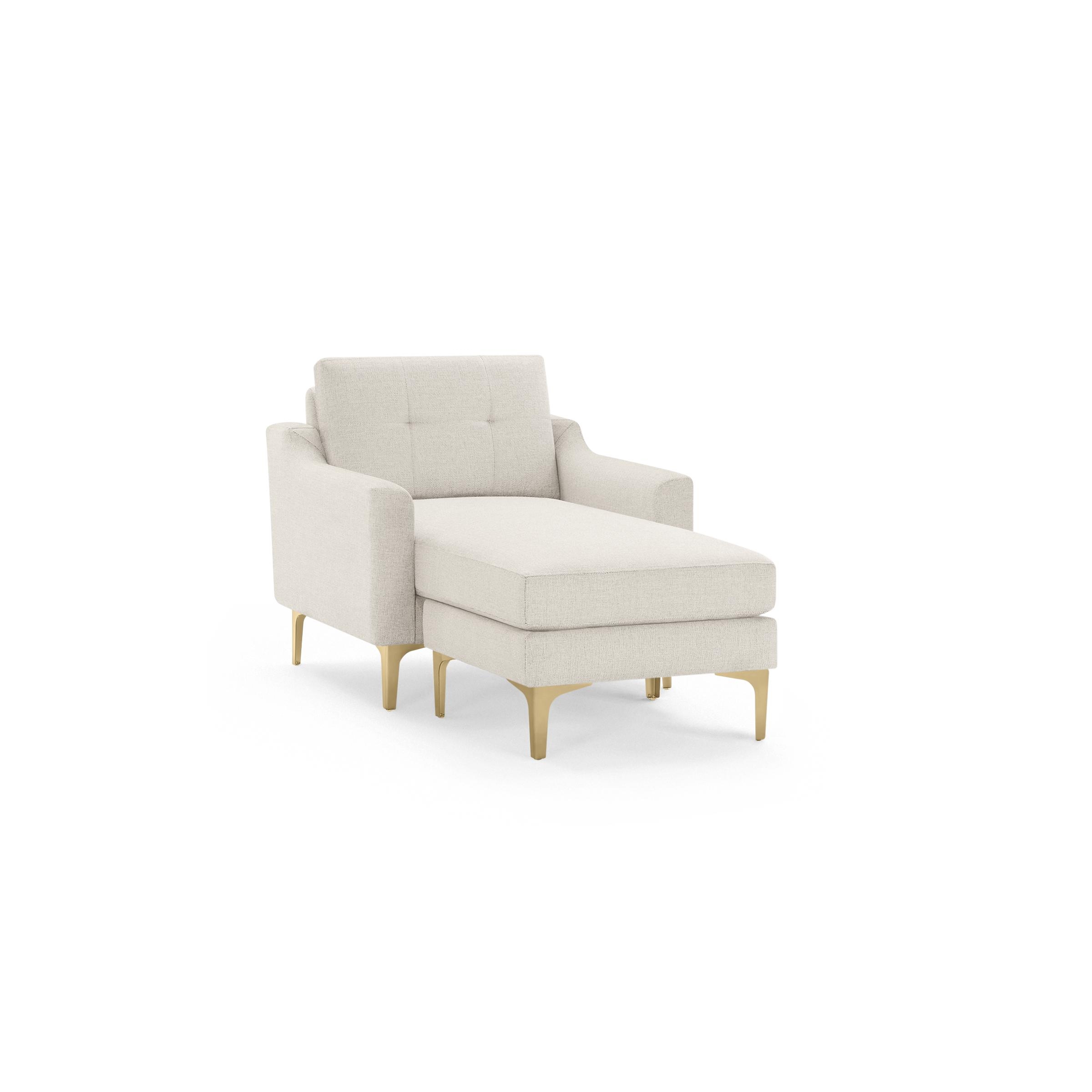 Nomad Armchair with Chaise in Ivory, Brass Legs - Image 0