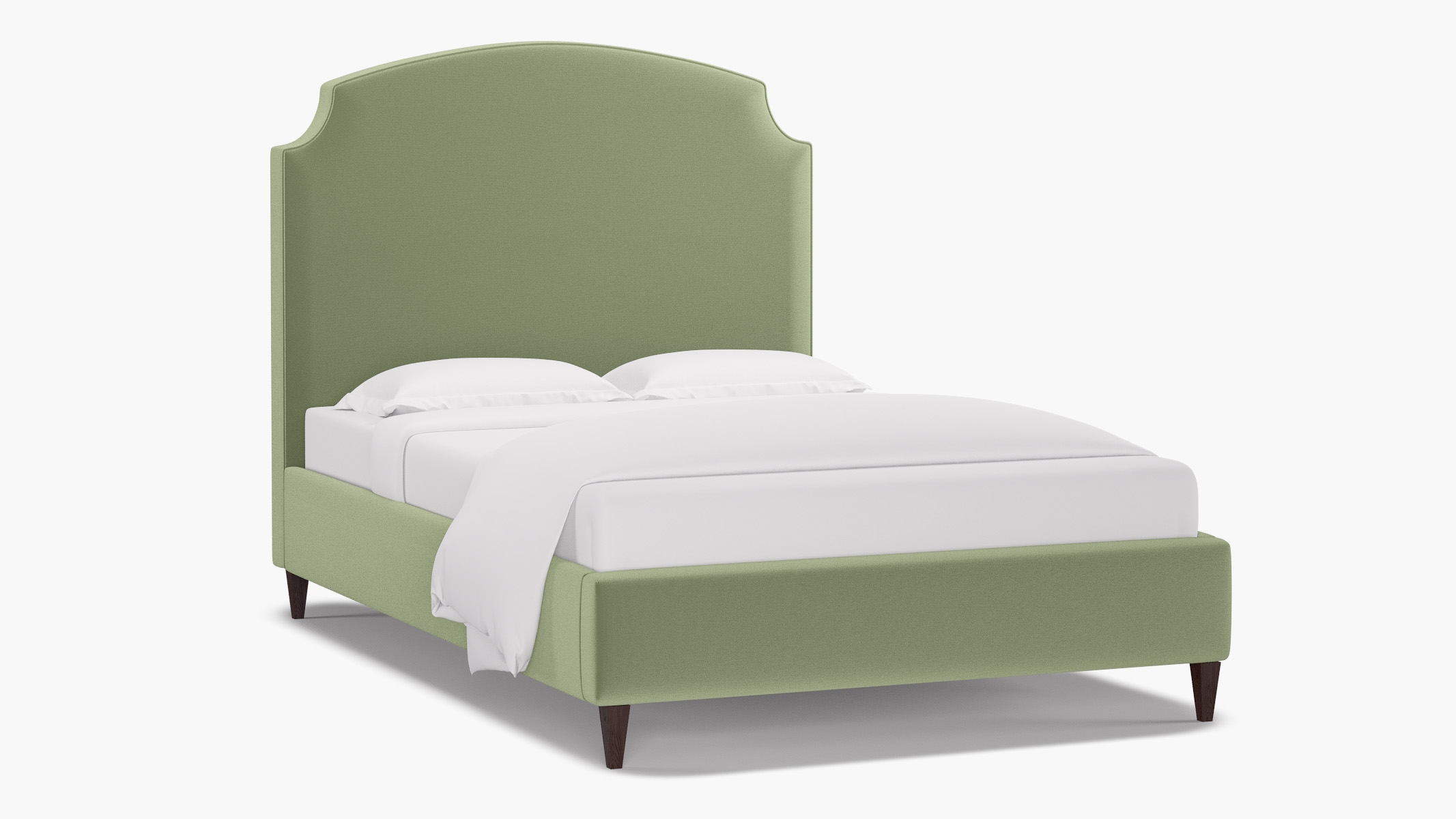 Cove Bed, Celadon Performance Plush Velvet, Espresso Square Tapered Leg, Full - Image 1