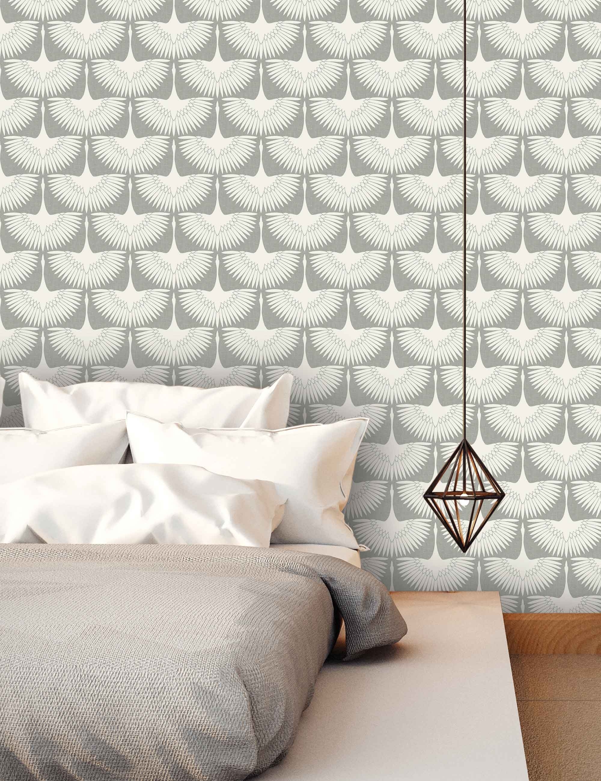 Feathered Removable Wallpaper, White - Image 1