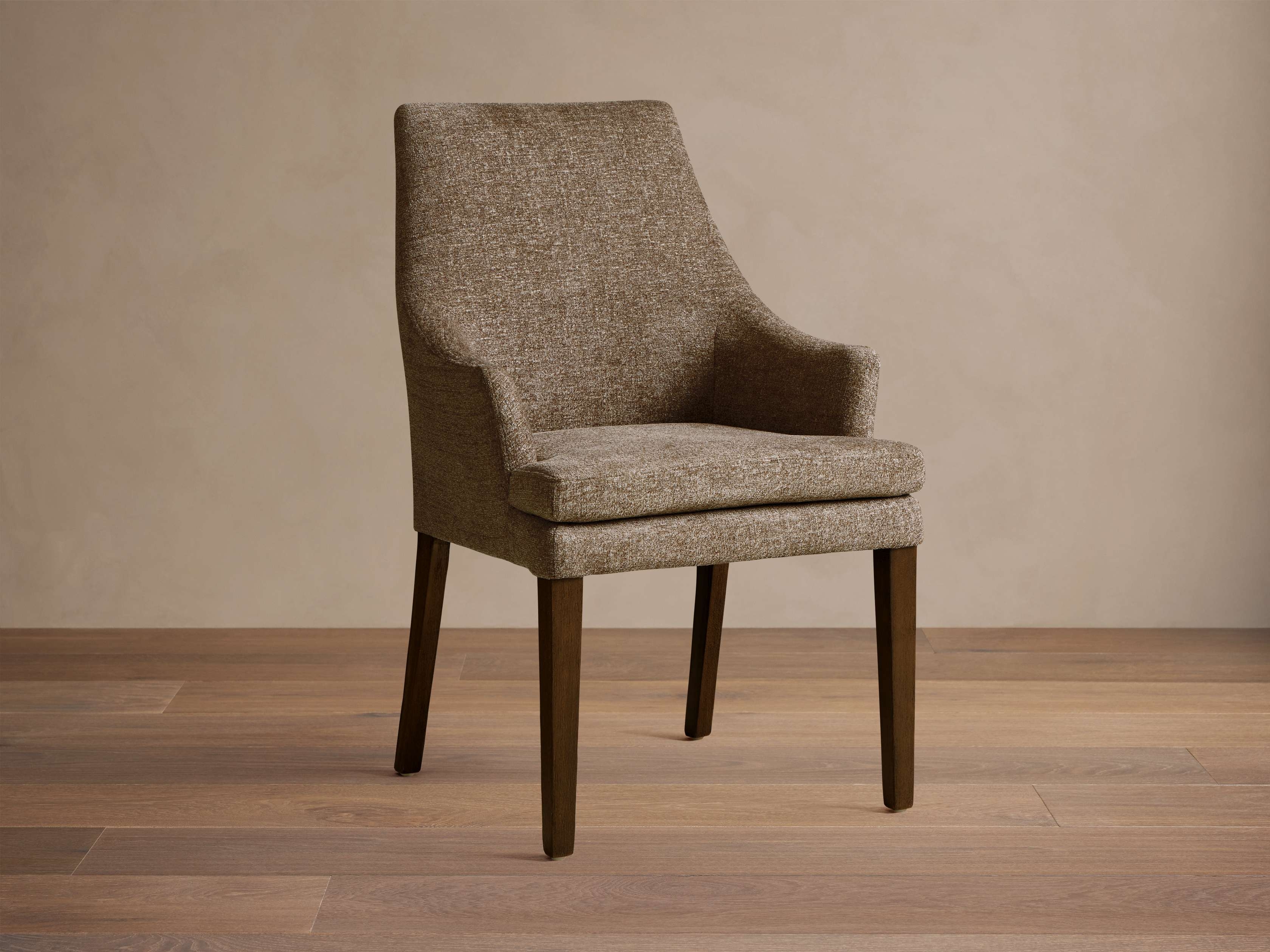 Lunden Dining Arm Chair in Upholstered Brown - Image 0