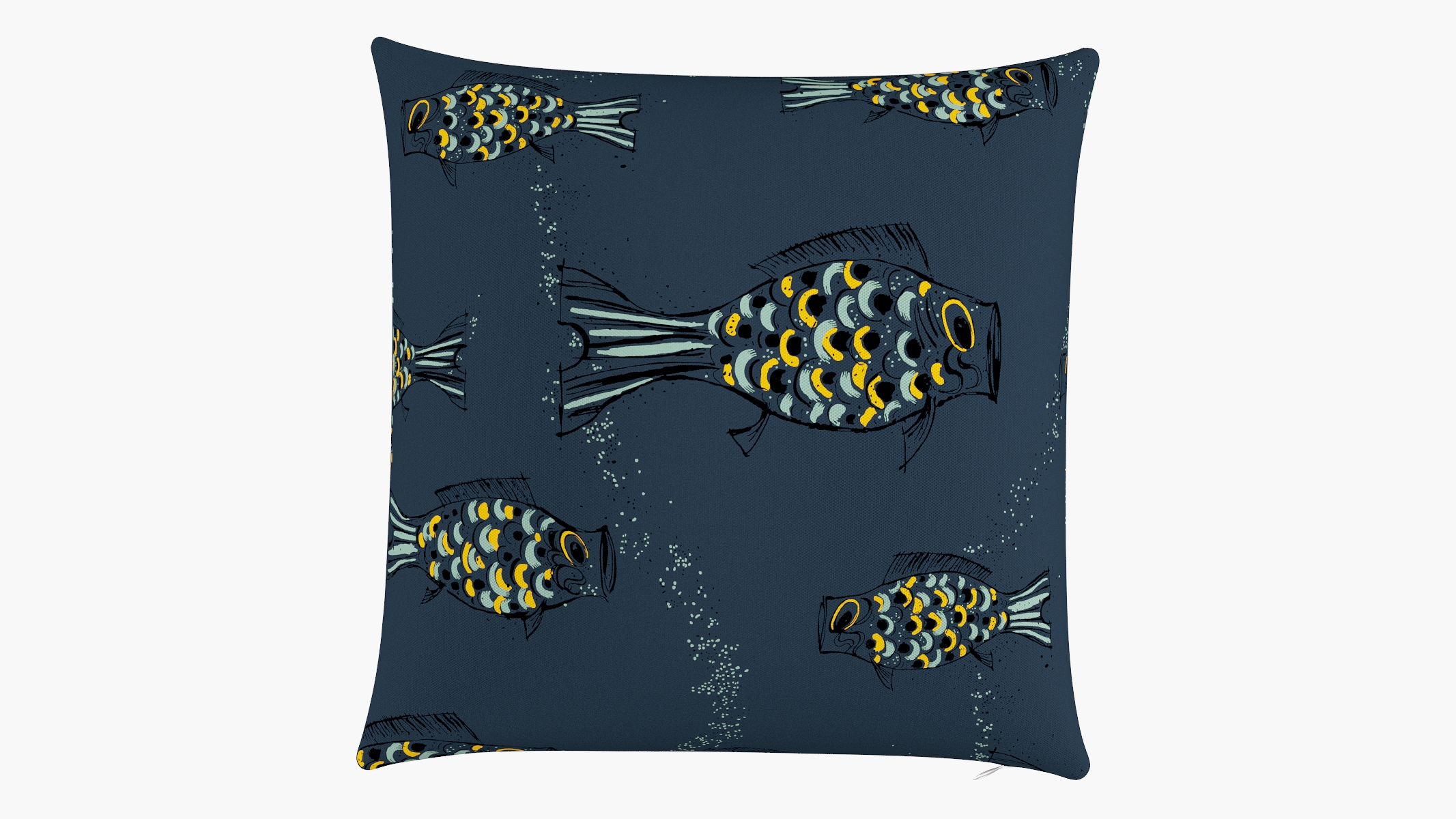 Outdoor 22" Throw Pillow, Indigo Sakana, 22" x 22" - Image 0