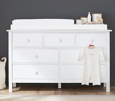 Kendall Extra Wide Nursery Dresser & Topper Set, Weathered White, In-Home Delivery - Image 1