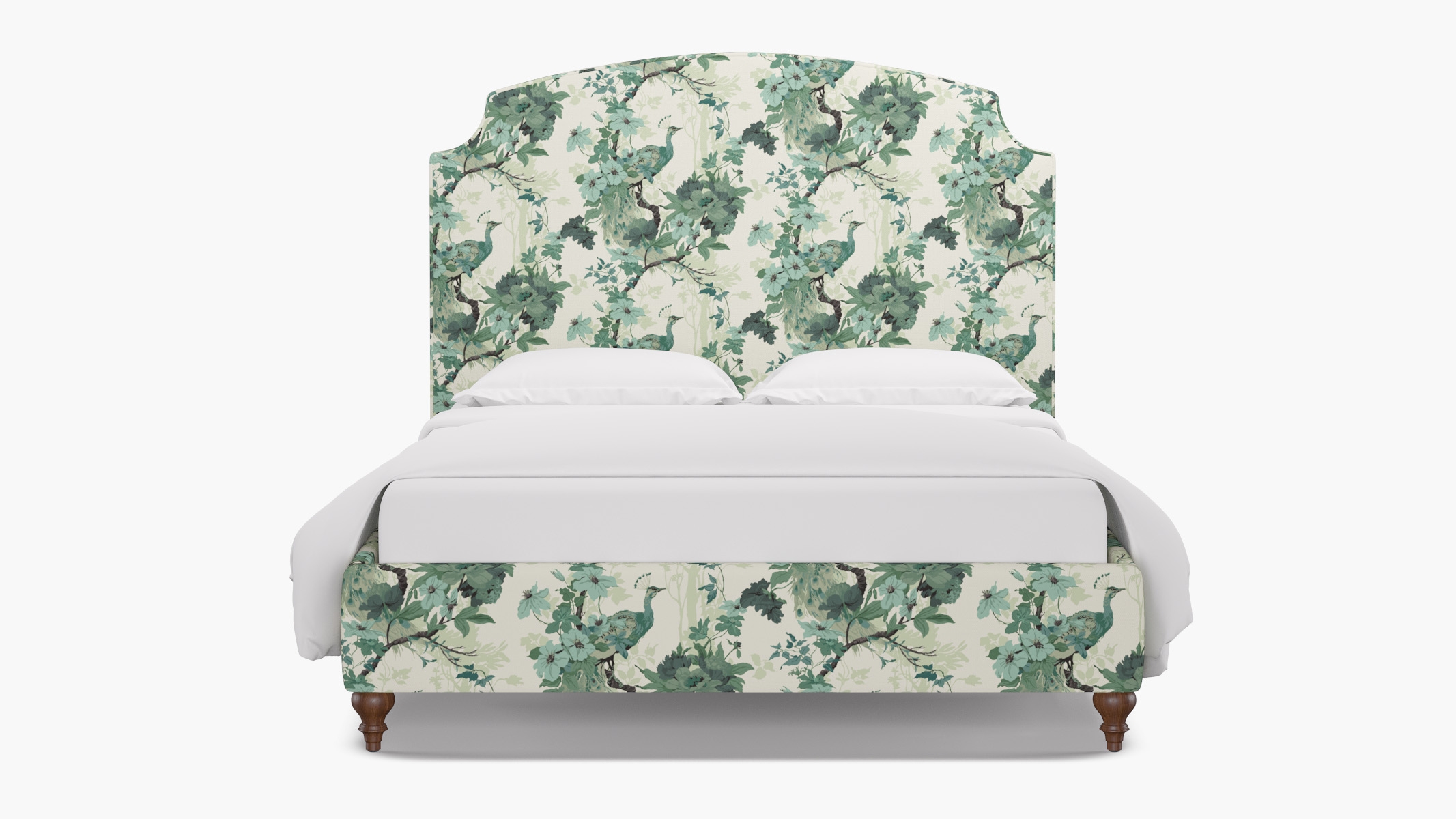 Cove Bed, Jade Peacock Park, Walnut Traditional Turned Leg, King - Image 0