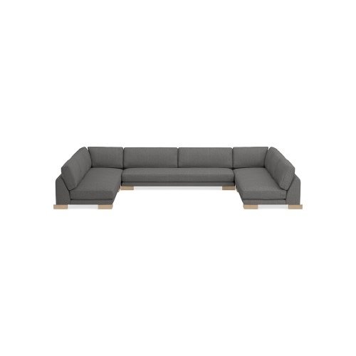 Yountville 5-Piece U-Shape Armless Sofa, Down Cushion, Perennials Performance Melange Weave, Grey, Natural Legural Wood - Image 0