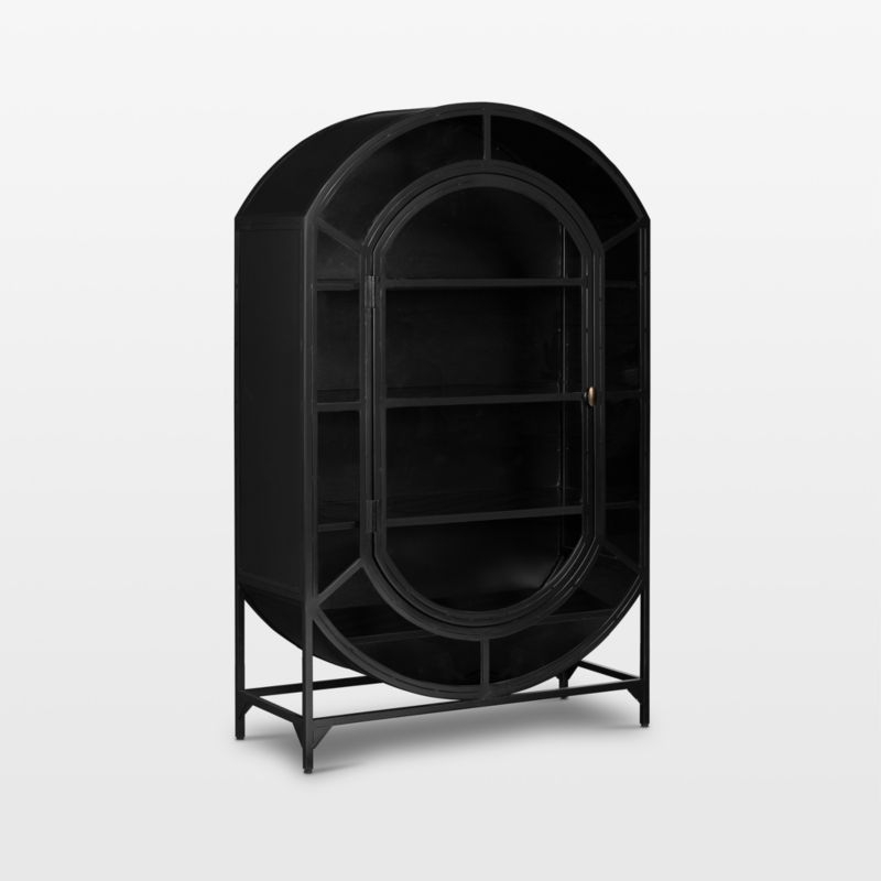 Ventana 39" Black Metal and Glass Bar Cabinet - Image 1
