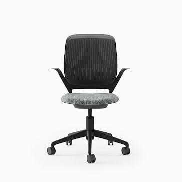 Steelcase Cobi Armed Task Chair, Soft Casters, Near Black Frame, Tweed Multi, Medium Gray - Image 2