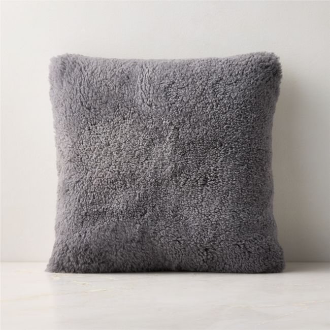 Roslin Slate Blue Shearling Throw Pillow Cover 18" - Image 0