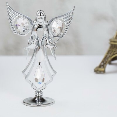 Crystal Studded Guardian Angel with Doves Figurine Figurine - Image 0