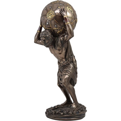 Greek God Primordial Titan Atlas Holding The World Globe Statue 11.75"Tall - Image 0