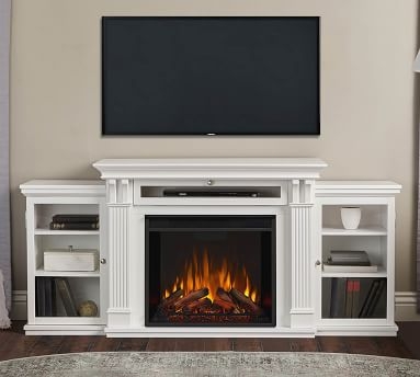 Cal Electric Fireplace Media Cabinet, White - Image 1