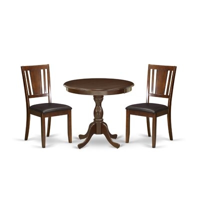 Alcott Hill® Thomasina-MAH-C 3 Piece Dining Table Set - 1 Round Pedestal Table And 2 Mahogany Kitchen Chair - Mahogany Finish - Image 0