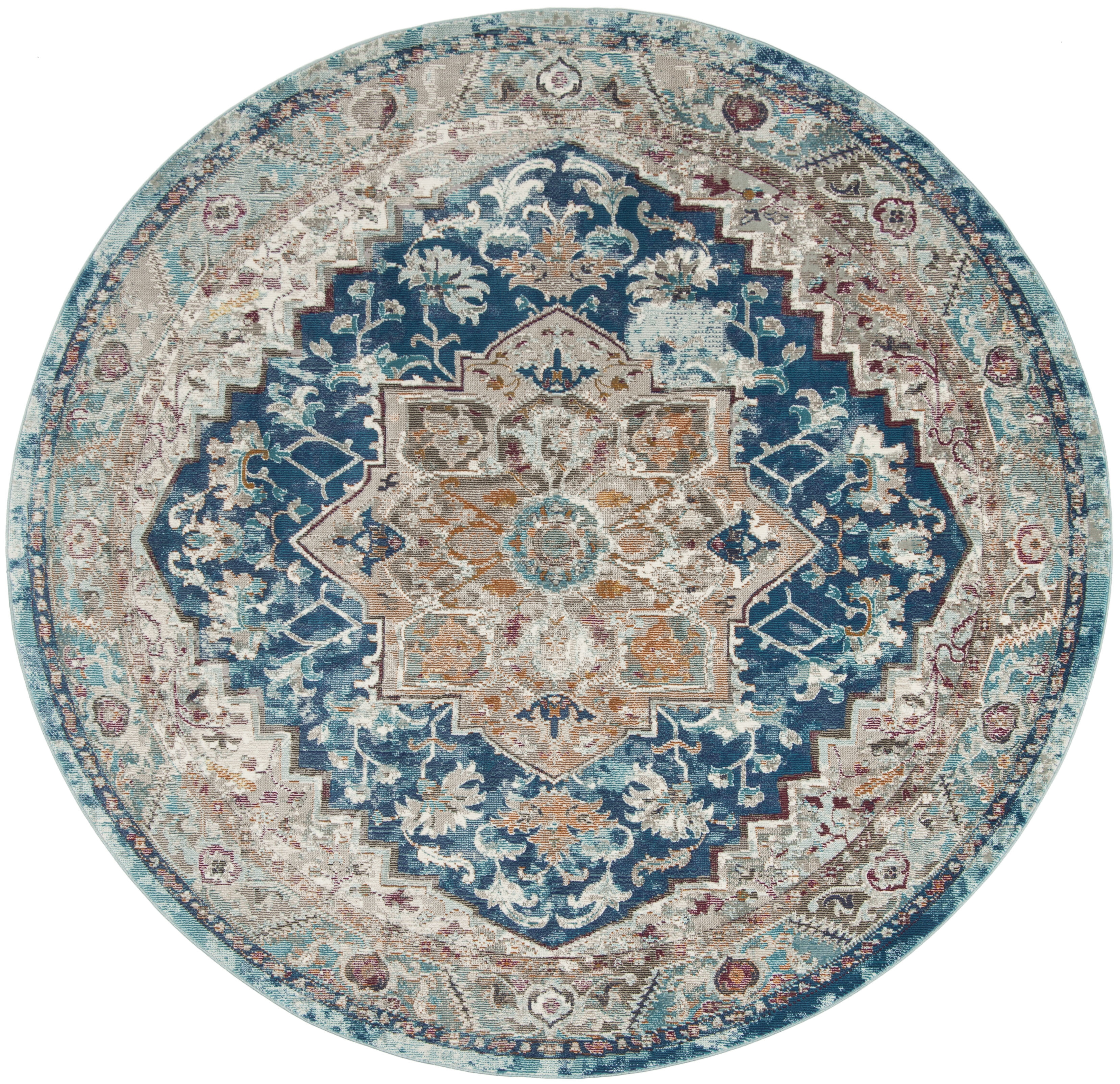 Arlo Home Woven Area Rug, ARA119B, Blue/Beige,  6' 5" X 6' 5" Round - Image 0