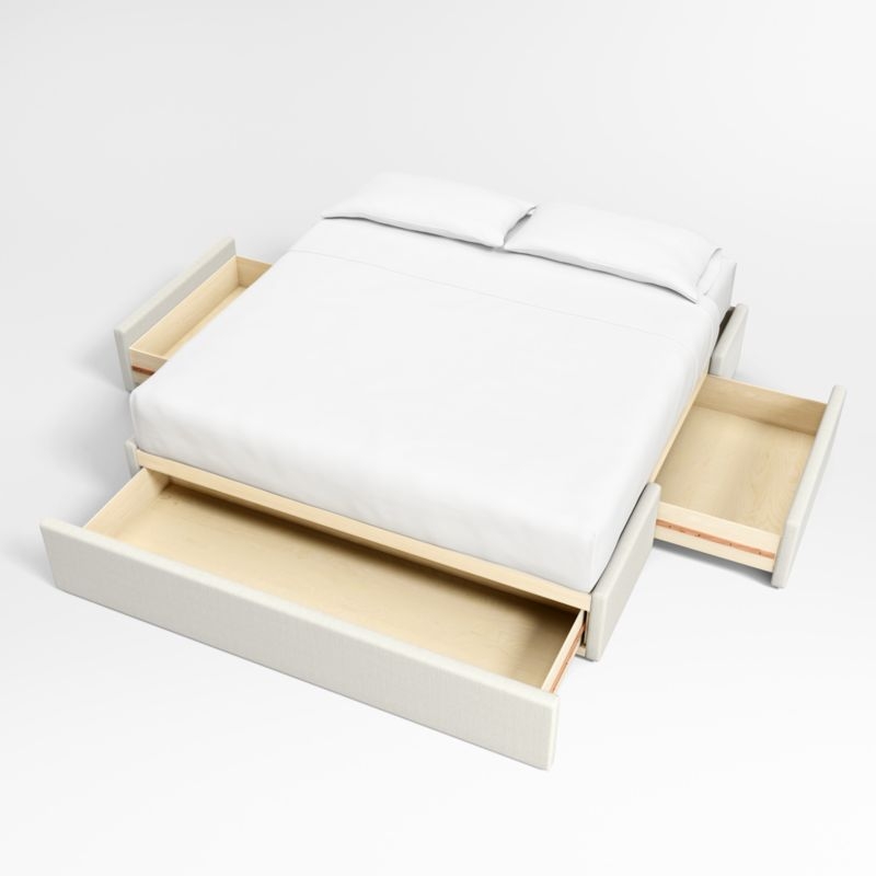 Arvada 54" Ivory Queen Upholstered Headboard with Storage Bed Base - Image 2
