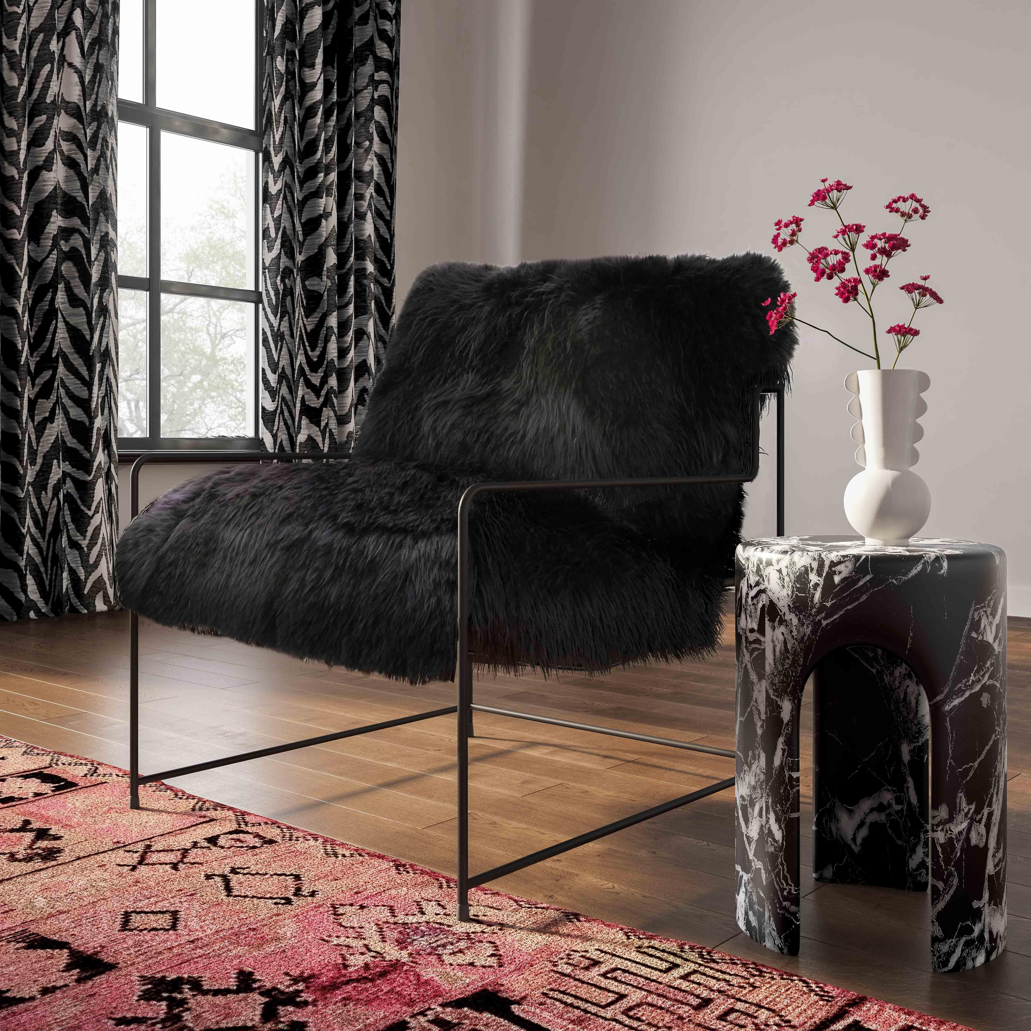 Kimi Black Genuine Sheepskin Chair - Image 6