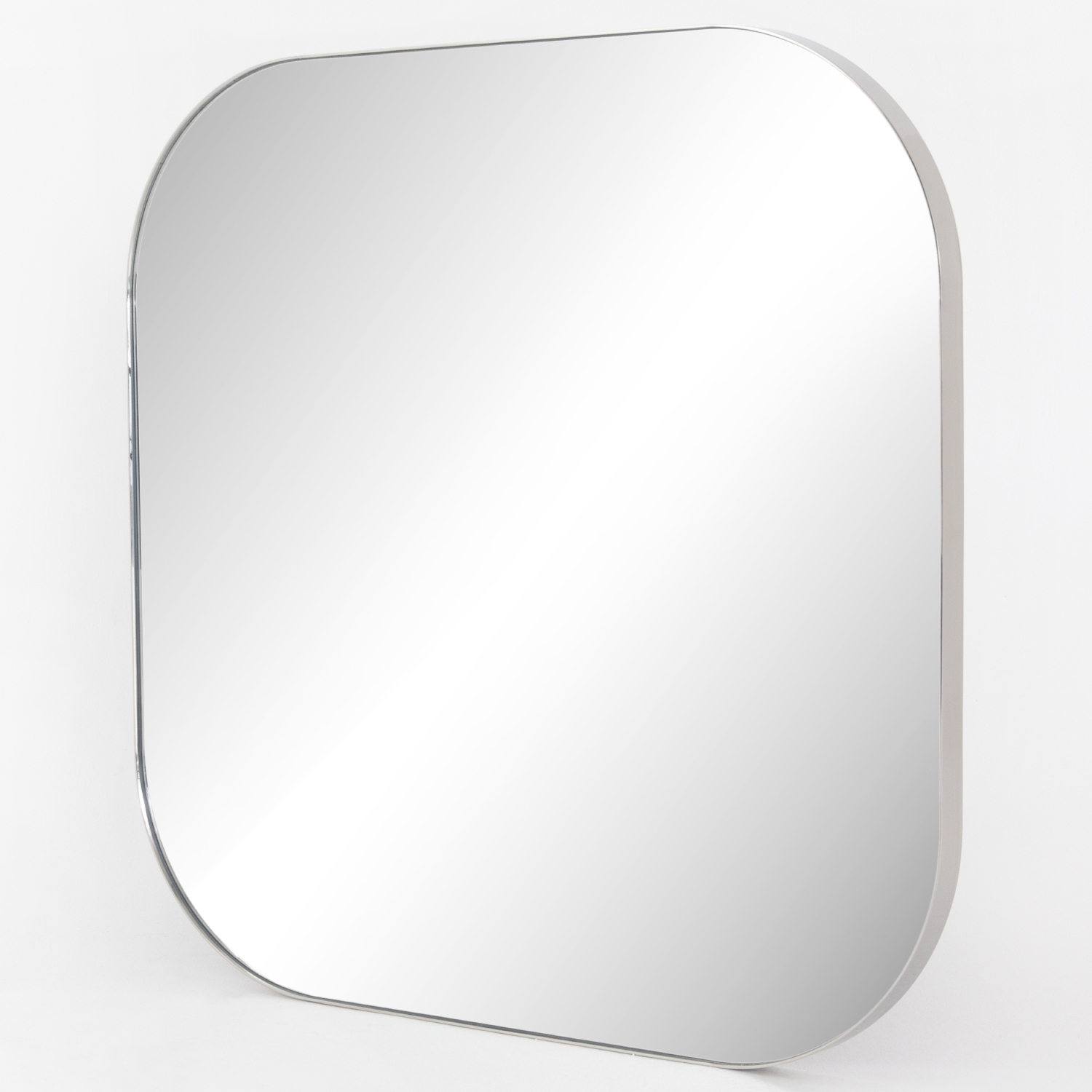 Ian Modern Classic Silver Stainless Steel Square Mirror - Large - Image 1