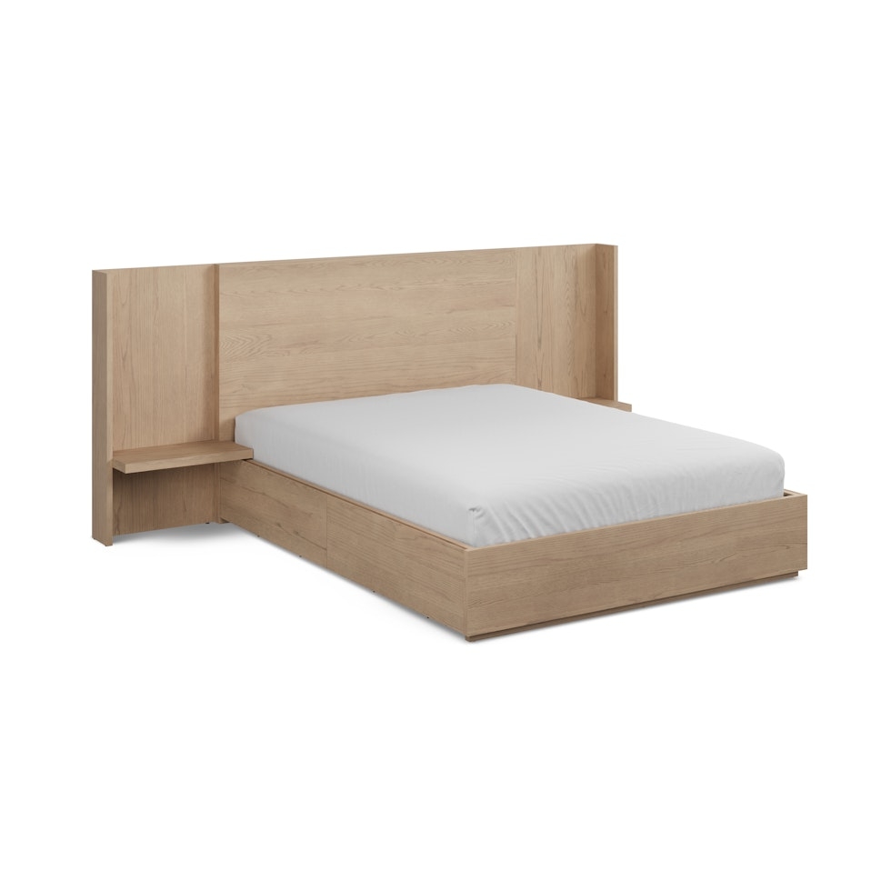 Leif Queen Storage Bed with Nightstands Set - White Oak - Image 0