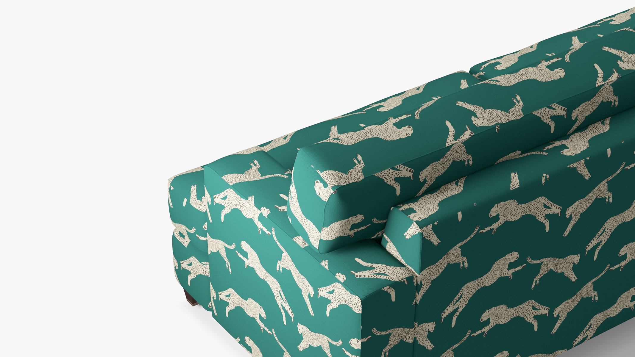 Classic Sofa, Polo Green Cheetah, Espresso with Antique Brass Caster - Image 4