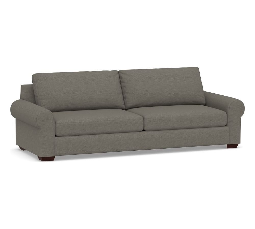 Big Sur Roll Arm Upholstered Grand Sofa 106" 2-Seater, Down Blend Wrapped Cushions, Chunky Basketweave Metal - Image 0