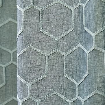 Honeycomb Jacquard Curtain, Stormy Sea, 48"x84" - Image 1