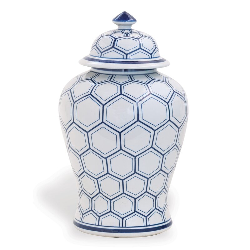 Port 68 Kenilworth Blue/White 19"" Porcelain Ginger Jar - Image 0