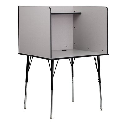 Stand-Alone Study Carrel With Top Shelf - Height Adjustable Legs And Wire Management Grommet - Nebula Grey Finish - Image 0