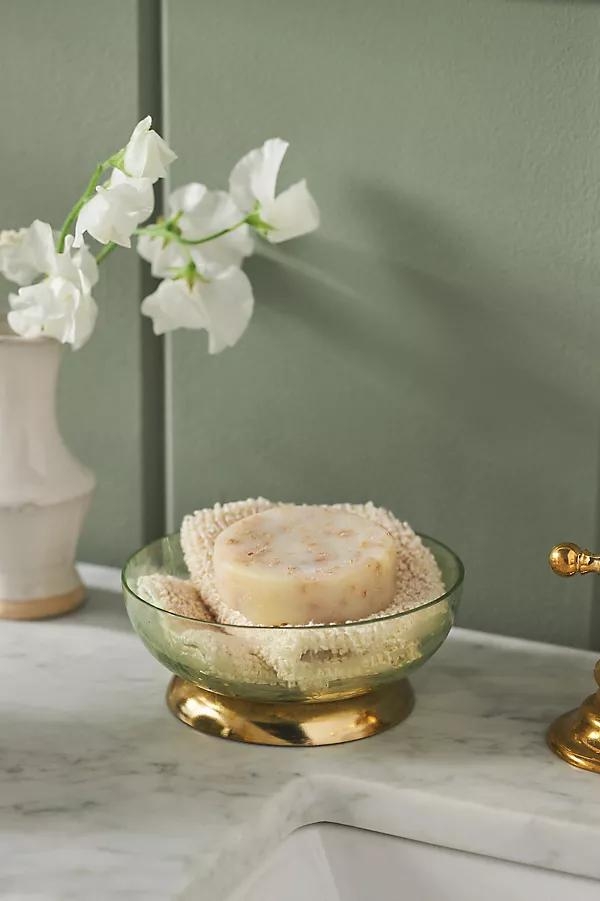 Floral Etched Glass Soap Dish - Image 0