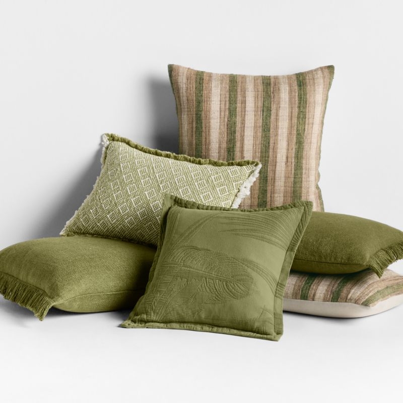 Casual Textured Fringe 23x23 Cyprus Green Throw Pillow with Feather Insert - Image 4