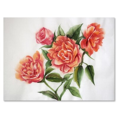 Orange Vintage Roses - Traditional Canvas Wall Art Print - Image 0