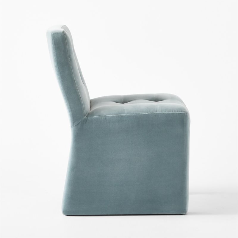 Hank Tufted Light Blue Velvet Dining Chair Set of 4 - Image 3