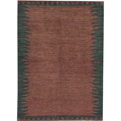One-of-a-Kind Afghan Hand-Knotted Brown/Green 5'10" x 8'3" Wool Area Rug - Image 0